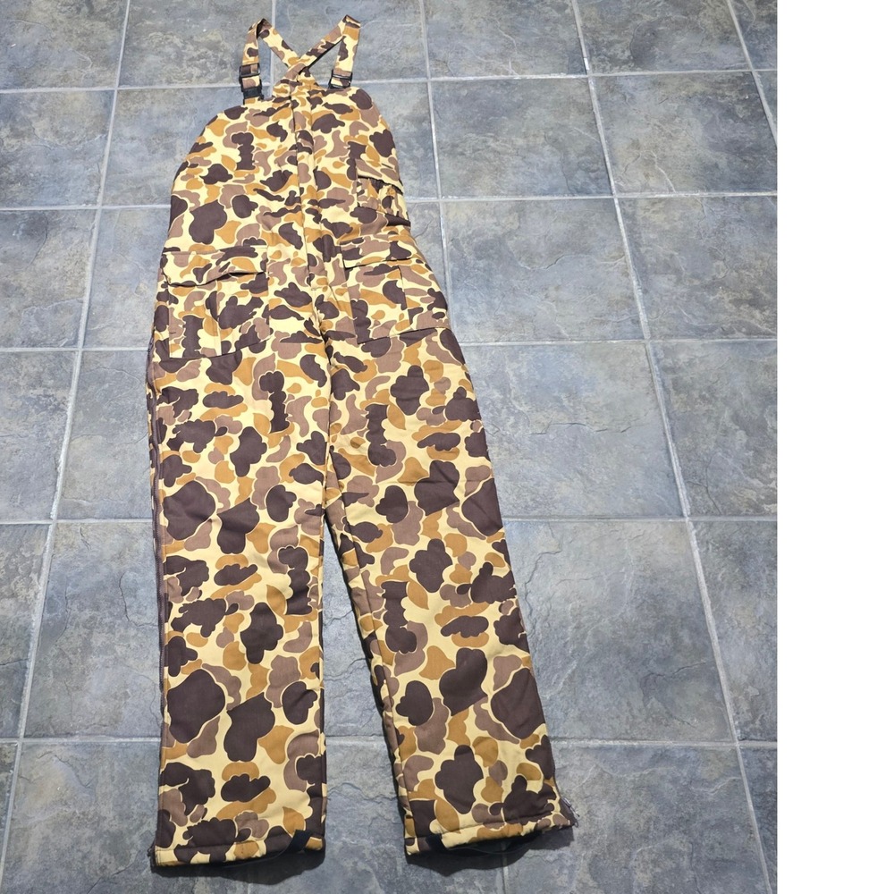 Avid Hunting Bibs Mens Large Brown Duck Camo Insulated Overalls #4313